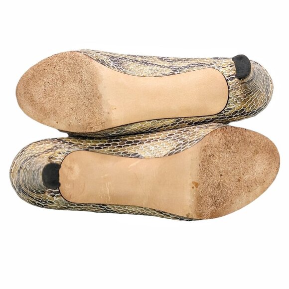 Stuart Weitzman Snake Print Peep-Toe Heels 8.5 Leather Pumps Classy & Chic - Picture 6 of 9